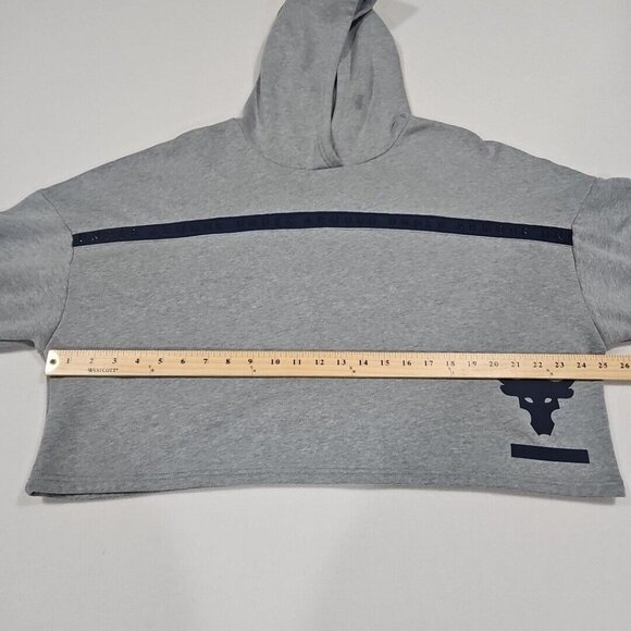 Under Armour Project Rock Womens Size M Loose Gray Fleece Crop Hoodie Sweatshirt - Picture 8 of 10